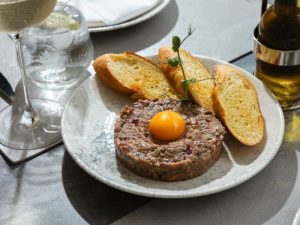 Beef Tartare served with toasted bread at Royal Crown Grill House in Dubrovnik