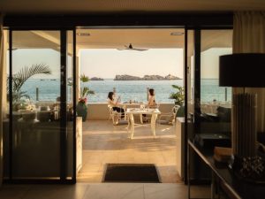 Entrance to Sunset Restaurant with sea-view terrace in Dubrovnik