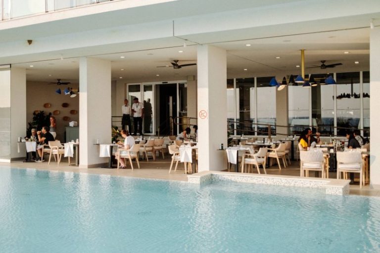 Bright and spacious dining area with contemporary interiors at Vista Restaurant, Royal Blue Hotel Dubrovnik